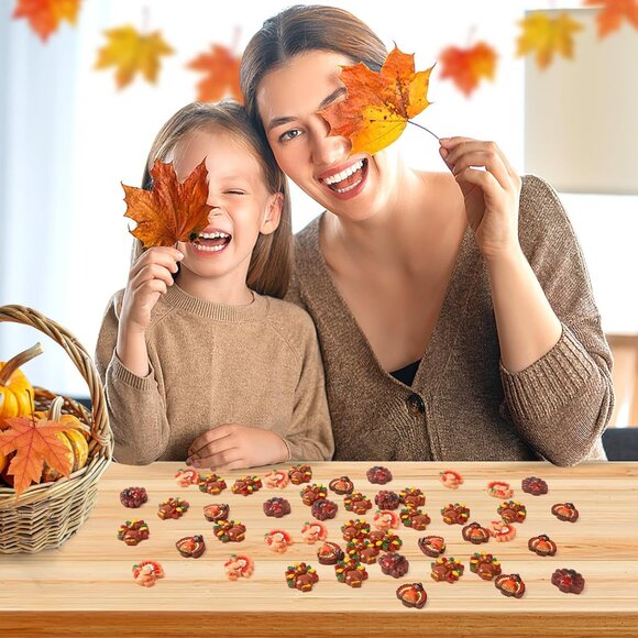 50 Pcs Thanksgiving Turkey Charms, Mini Resin Turkey Flatback Turkey Embellishme - Picture 2 of 7